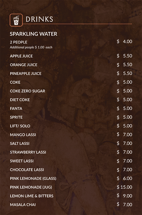 drinks menu